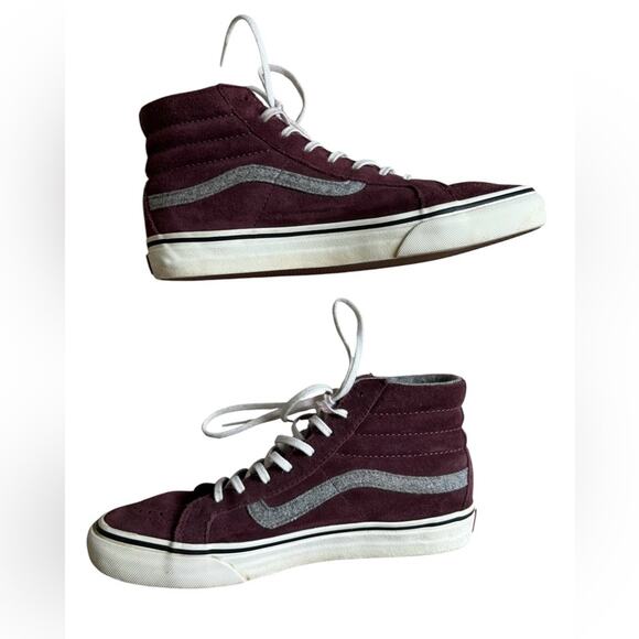 Vans Sk8 Hi slim vintage suede mahogany hi top sneaker size M7/W8.5 - Picture 4 of 7